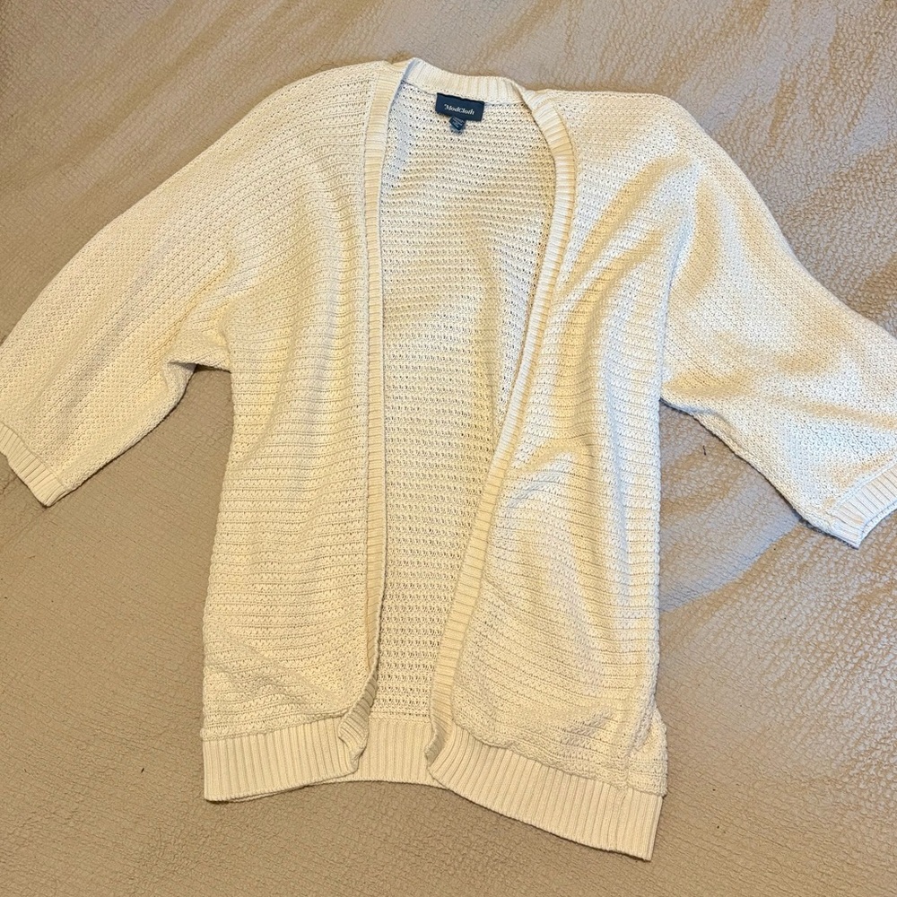 Modcloth Cream Open-Front Cardigan